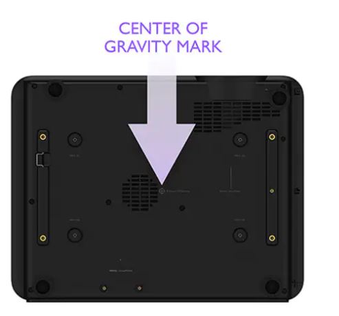 Videoproiector BenQ LK953ST, Centrul gravitatiei pe partea inferioara a carcasei