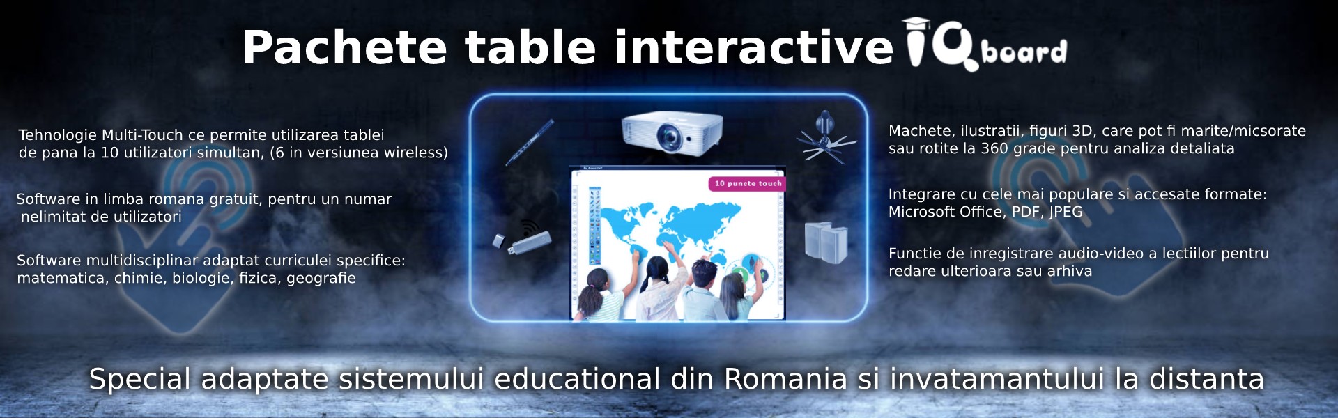 Pachete interactive IQBoard pentru mediul educational si invatamant la distanta